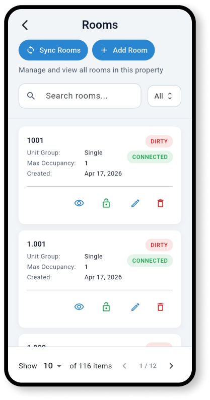 Core Hospitality System mobile app